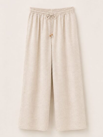 Elegante Leinenhose mit weitem Bein Damenmode Goldbuegel