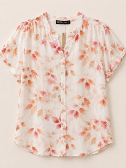 Elegante Damenbluse mit Blättermuster Damenmode Goldbuegel